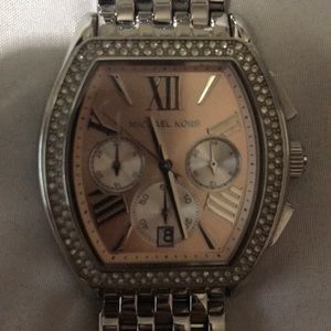 MICHAEL KORS SILVER WATCH WITH ROSE FACE